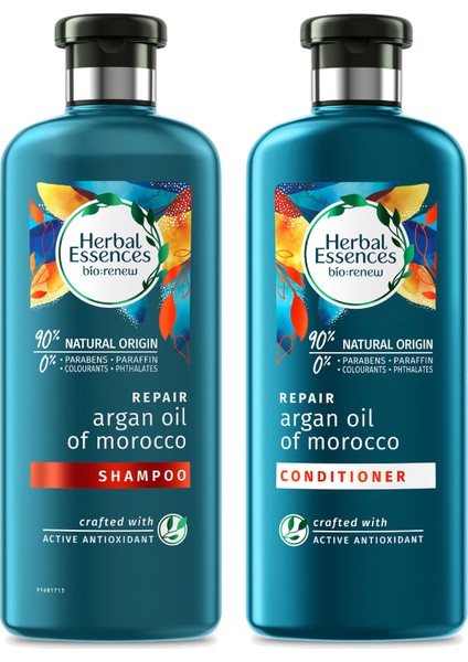 Herbal Şampuan Fas Argan Yağı 400 ml & Saç Bakım Kremi 360 ml
