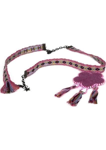 EL İŞÇİLİĞİ ÇARPANA DOKUMA KOLYE 60 cm - 5158