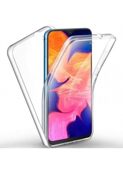 Samsung Galaxy A10S 360 Derece Kılıf Kristal Silikon Soft Ön Arka Şeffaf