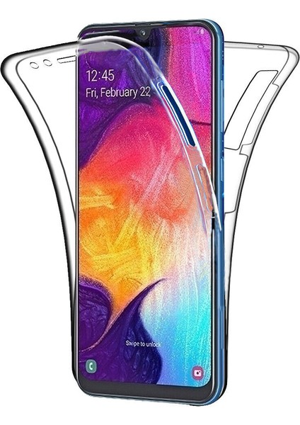 Samsung Galaxy A30 360 Derece Kılıf Kristal Silikon Soft Ön Arka Şeffaf