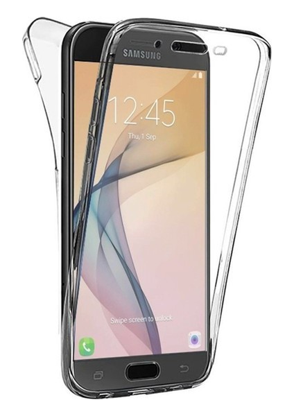 Samsung Galaxy J7 Prime 2 360 Derece Kılıf Kristal Silikon Soft Ön Arka Şeffaf