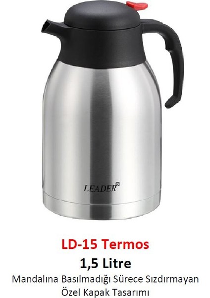 1,5 Litre Sürahi Tipi Çelik Termos Leader Ld-15