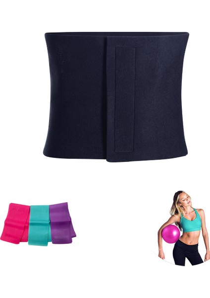 25 cm Geniş Neopren Termal Sauna Kemer Bel Korsesi + Pilates Band Seti + Denge Topu fiyatları