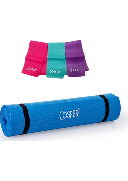 Pilates Minderi ve Pilates Band Seti - Mavi