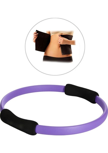 Pilates Çemberi ve Termal Bel Kemeri - 2 Li Fitness Seti - Mor