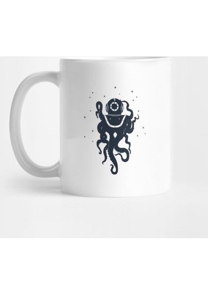 Creative Illustration With Octopus In Diving Helmet. Adventure, And Nautical Kupa Bardak