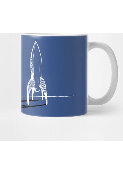 Super Retro Classic Rocket Line Art Kupa Bardak