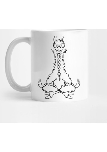 Meditating Llama - Line Drawing Kupa Bardak