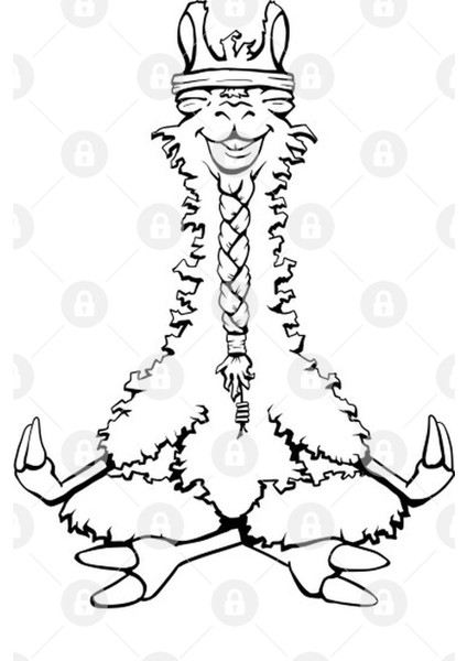 Meditating Llama - Line Drawing Kupa Bardak
