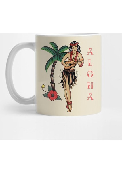 Jerry Style Traditional Aloha Hula Pinup Girl In Hawaii Kupa Bardak