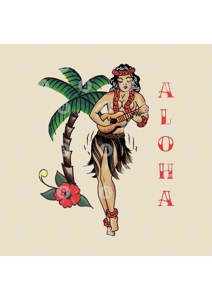 Jerry Style Traditional Aloha Hula Pinup Girl In Hawaii Kupa Bardak