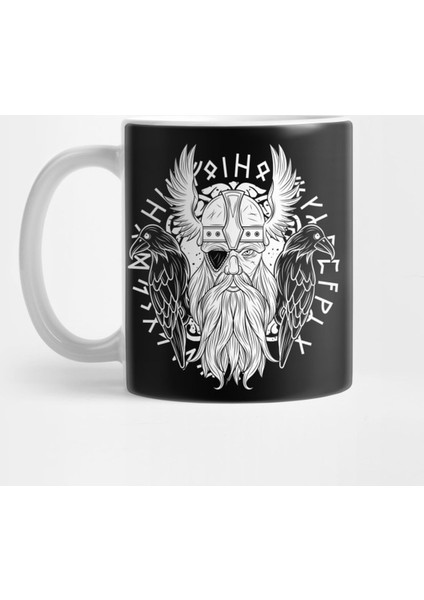 Odin Raven Vikings Runes Huginn Muninn Myth Gift İdea Present Kupa Bardak