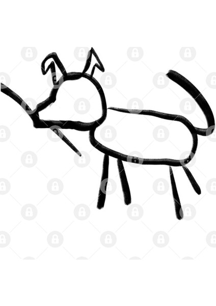Stick Figure, Line Drawing Of A Dog. Kupa Bardak