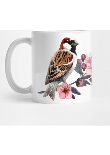 Sparrow On The Sakura Kupa Bardak