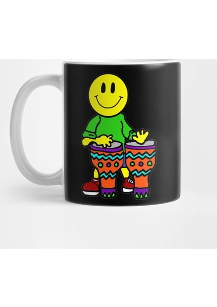 Funny Smiley Face Playing Bongo Drums Kupa Bardak