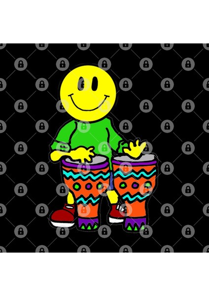 Funny Smiley Face Playing Bongo Drums Kupa Bardak