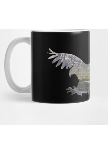 Landing Eagle Silhouette Lake Mountains Of The Alps Design Gift Idea Kupa Bardak