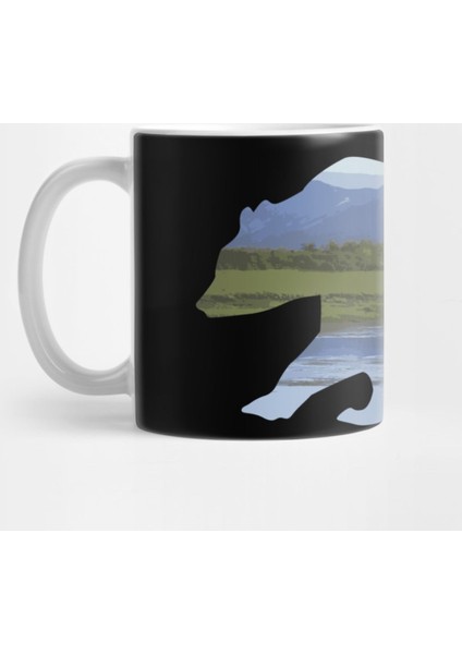 Walking Grizzly Bear Silhouette Lake Mountains Of The Alps Design Gift Idea Kupa Bardak