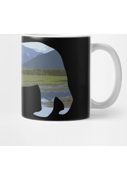 Walking Grizzly Bear Silhouette Lake Mountains Of The Alps Design Gift Idea Kupa Bardak