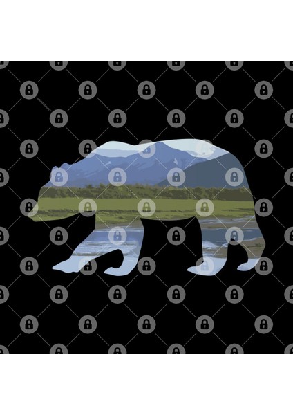 Walking Grizzly Bear Silhouette Lake Mountains Of The Alps Design Gift Idea Kupa Bardak