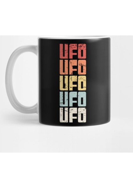 Retro 70S Ufo Alien Text Kupa Bardak