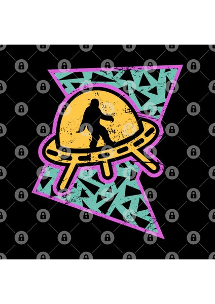 Rad 90S Pattern - Alien Ufo & Bigfoot Kupa Bardak