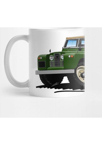 Land Rover Series 2 Green Caricature Kupa Bardak