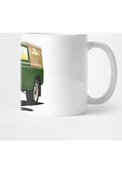 Land Rover Series 2 Green Caricature Kupa Bardak