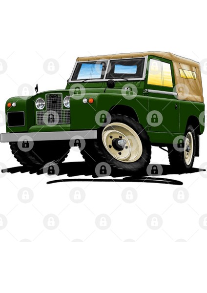 Land Rover Series 2 Green Caricature Kupa Bardak