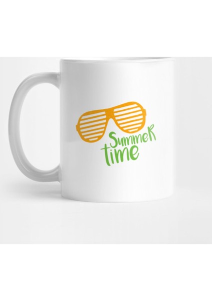 Hand Drawn Trendy Sunglasses. Summer Time Lettering Kupa Bardak