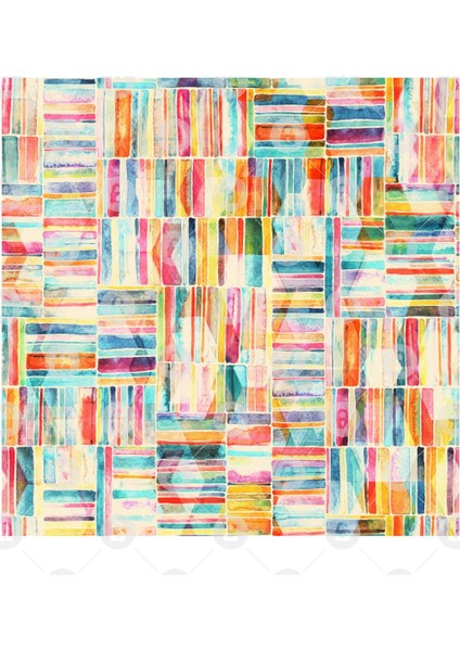 Summer Pastel Geometric And Striped Abstract On White Kupa Bardak