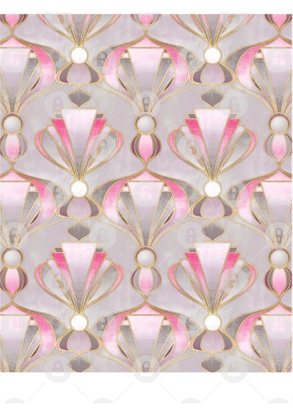 Rose Pink, Grey & Gold Art Deco Pattern Kupa Bardak