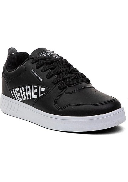 067 Deri Unisex Spor Ayakkabı Siyah Beyaz