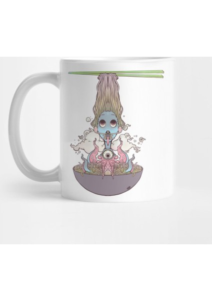 Ramen Noodle And Octopus Tentacle Anime Girl Kupa Bardak