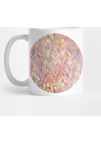 Glowing Coral And Amethyst Art Deco Pattern Kupa Bardak