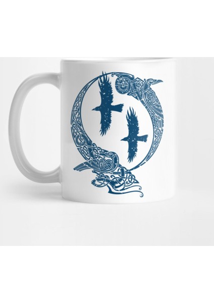 Odin Raven Vikings Runes Huginn Muninn Myth Gift İdea Present Kupa Bardak