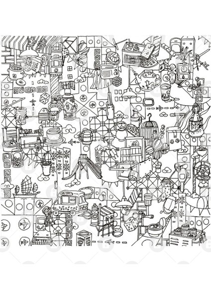 Hong Kong Line Drawing Kupa Bardak