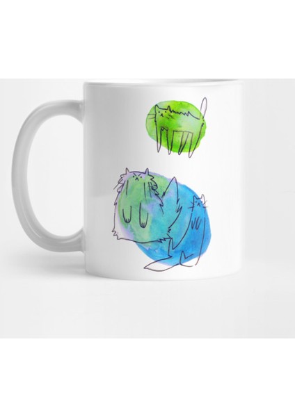 Goofy Watercolor Cats Kupa Bardak
