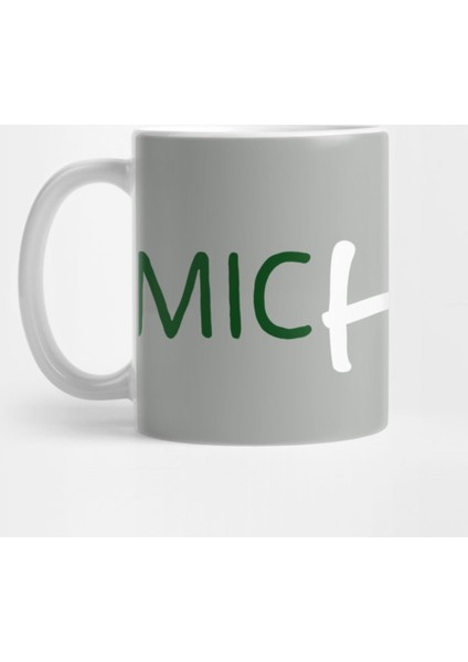 Michigan Hi! Green And White Kupa Bardak