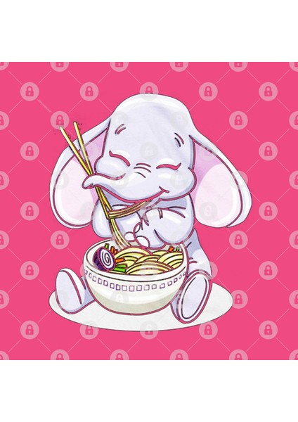 Baby Elephant Eating Ramen Noodles Kupa Bardak