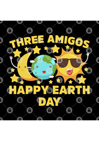 Moon Earth Sun Three Amigos Happy Earth Day Print Kupa Bardak
