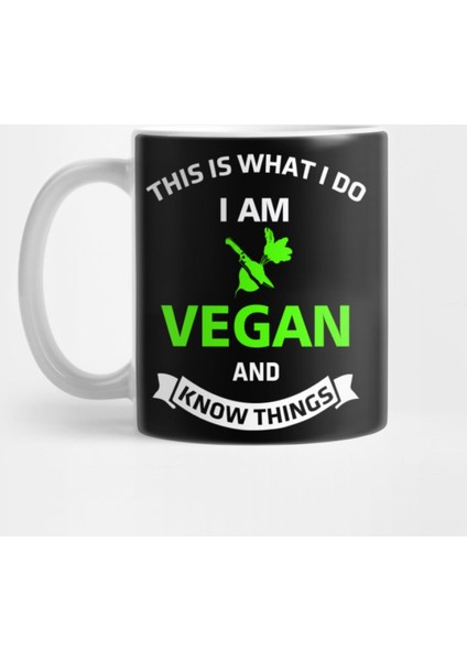 Vegan Knowledge Go Veggie Go Green Gift Kupa Bardak