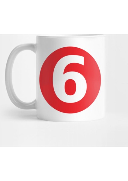 Number 6 Big Red Dot Letters & Numbers Kupa Bardak