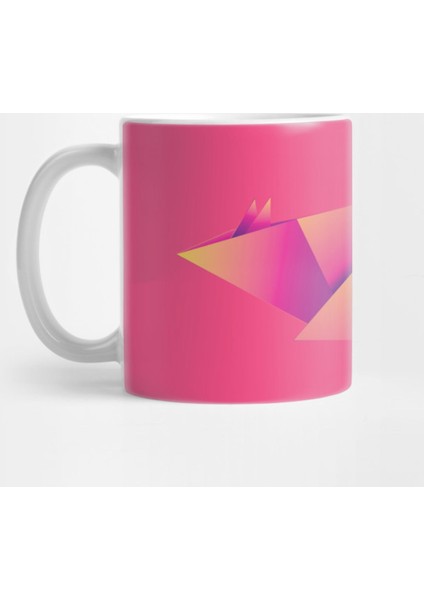 Neon Pink Origami Mouse Kupa Bardak
