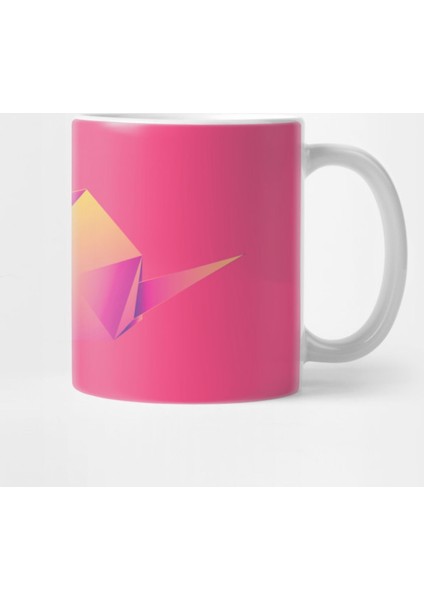 Neon Pink Origami Mouse Kupa Bardak