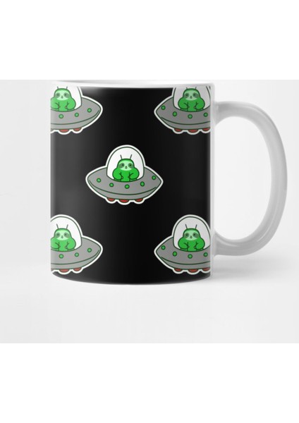 Ufo Sloth Pattern Kupa Bardak