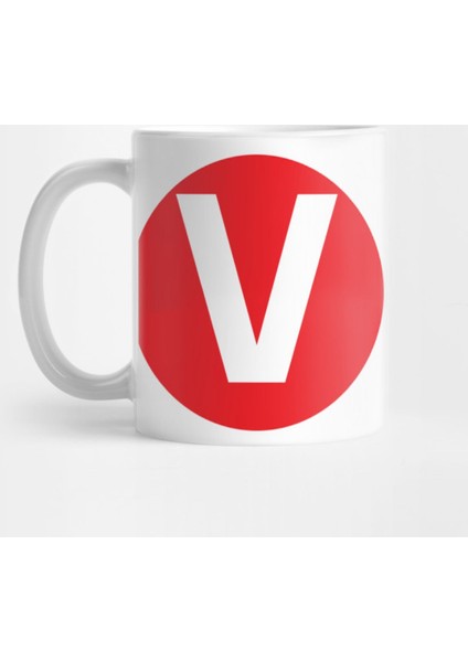The Letter V Big Red Dot Hoodiez Kupa Bardak