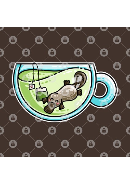 Pla-Tea-Pus Kawaii Cute Platypus Tea Pun Kupa Bardak