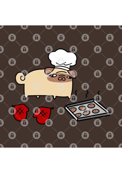 Pug Baking Cookies Kupa Bardak