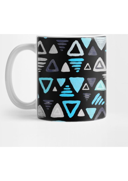 Summer Turquoise Triangles On Grey Kupa Bardak